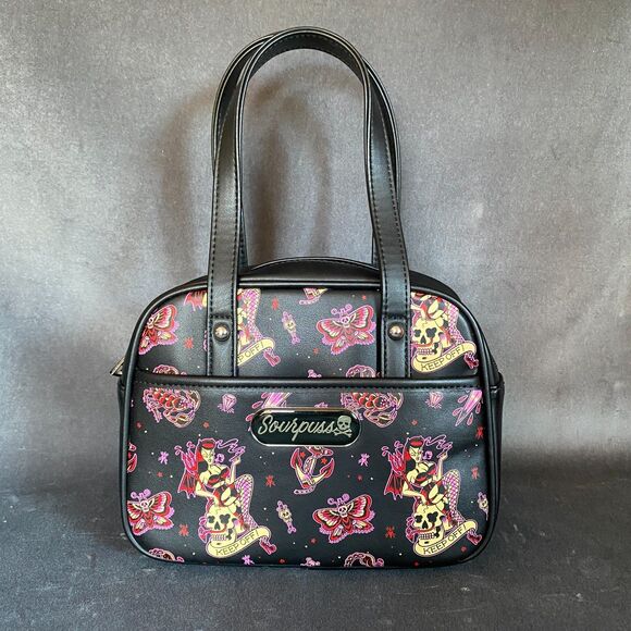 Sourpuss Keep Off! Mini Bowler Bag Sol Rac Tattoo Flash Purse - Free Shipping - Picture 1 of 11